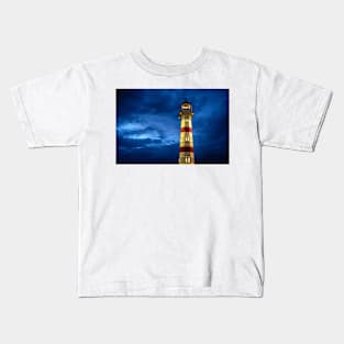 Colorfull lighthouse at night in Malmö Sweden Kids T-Shirt